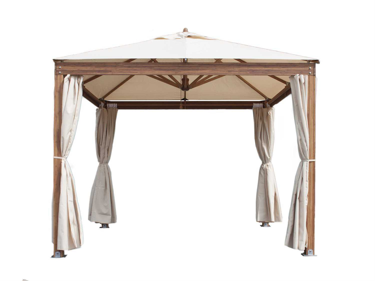 Bambrella Alize 10' Square Bamboo Pavilion- Pulley Lift, 3.75" x 3.75"
