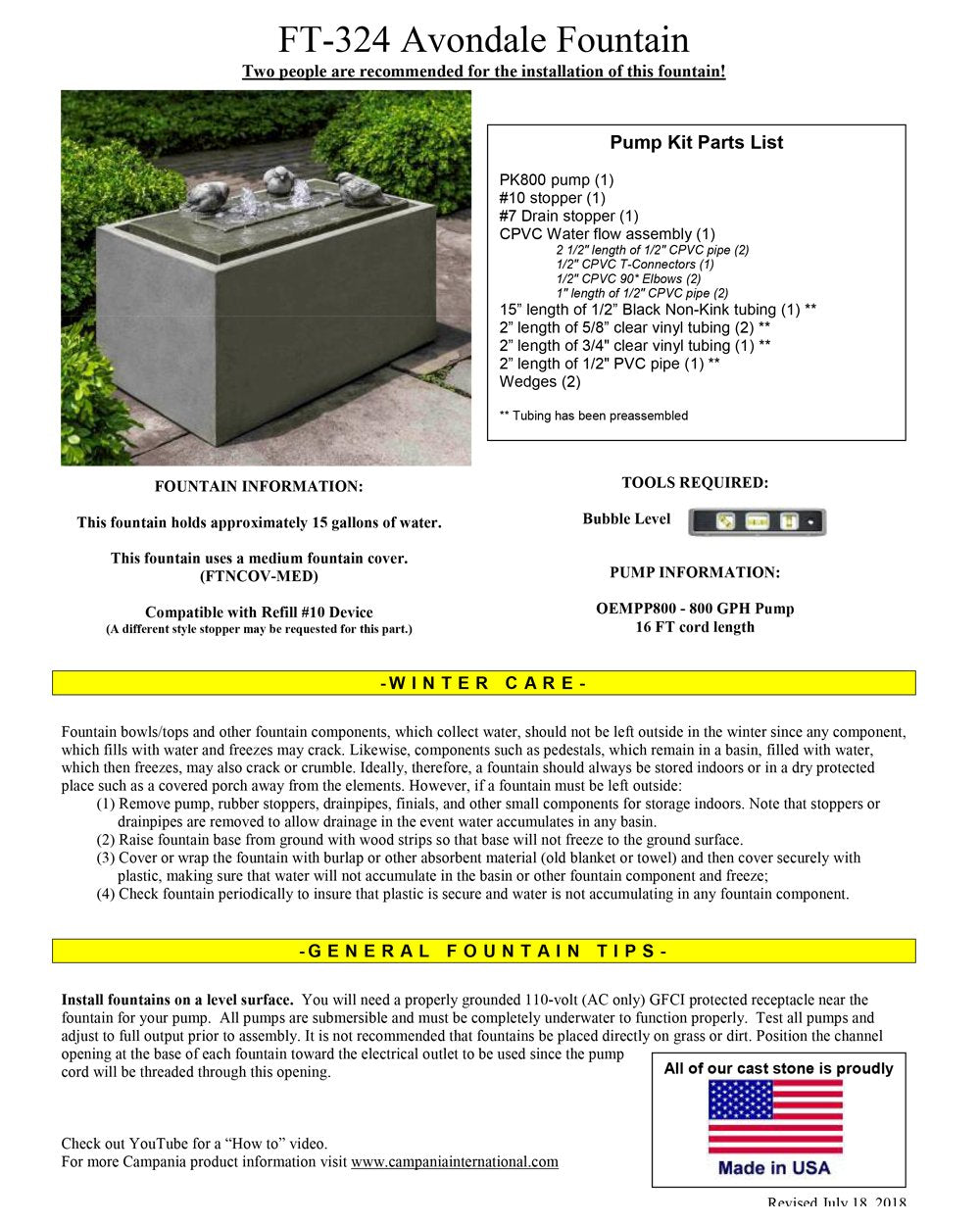 Campania International Avondale Birds Garden Fountain
