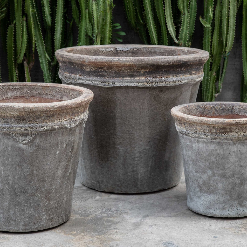 Campania Baia Planter Nested Set of 3 | Beachcomber Glazed Collection