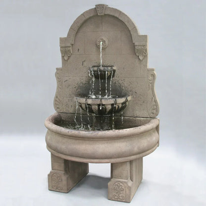 Fiore Stone Bavarian Wall Fountain with Pedestal in Cast Stone