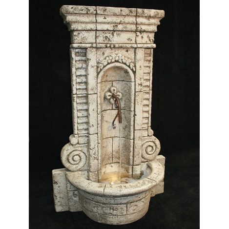 Fiore Stone Champagne Wall Fountain in Cast Stone - 205-FW