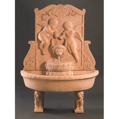 Fiore Stone Cherub Wall Fountain in Cast Stone