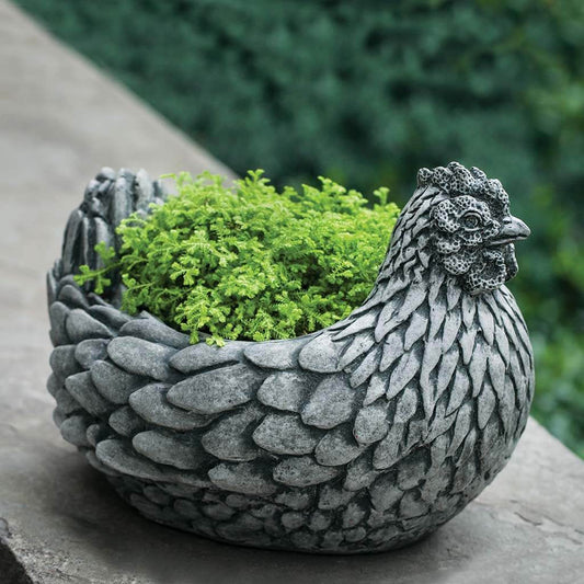 Campania Chicken Cast Stone Garden Planter