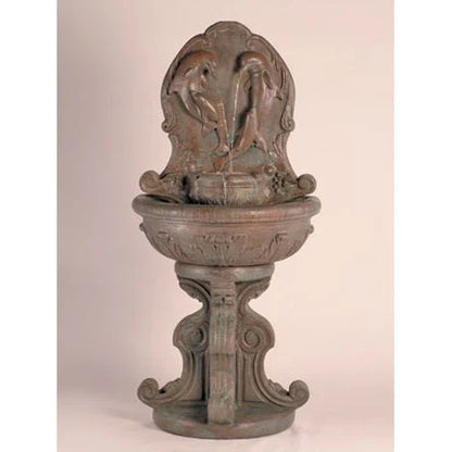 Fiore Stone Classic Dolphin Wall Fountain in Cast Stone
