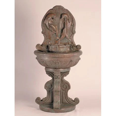 Fiore Stone Classic Dolphin Wall Fountain in Cast Stone