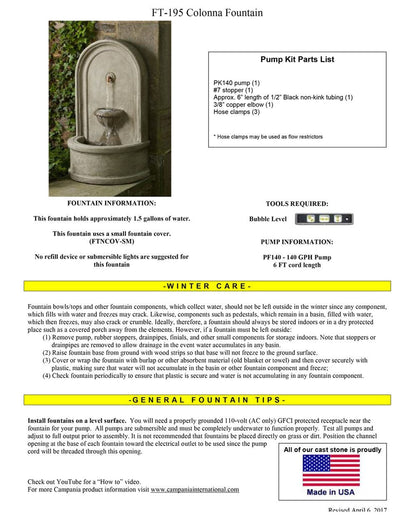Colonna Outdoor Fountain Campania International