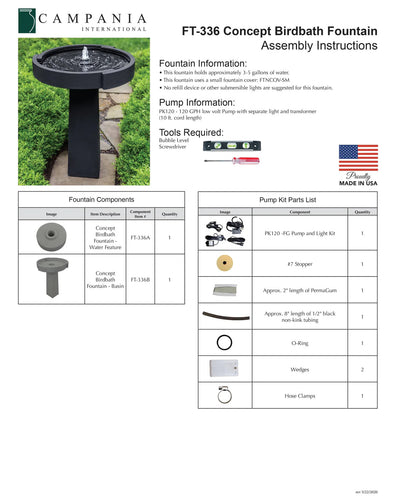 Campania International Concept Birdbath Fountain