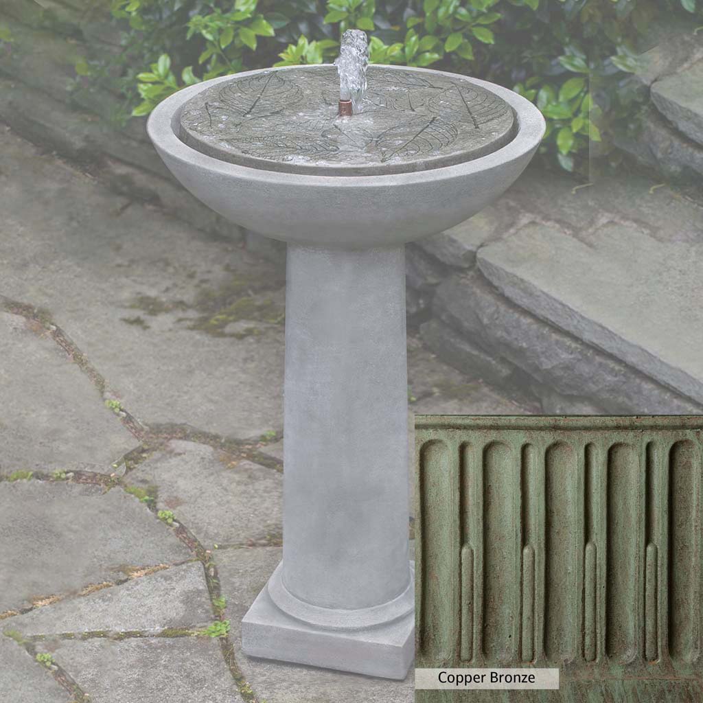 Campania International Hydrangea Leaves Birdbath Fountain