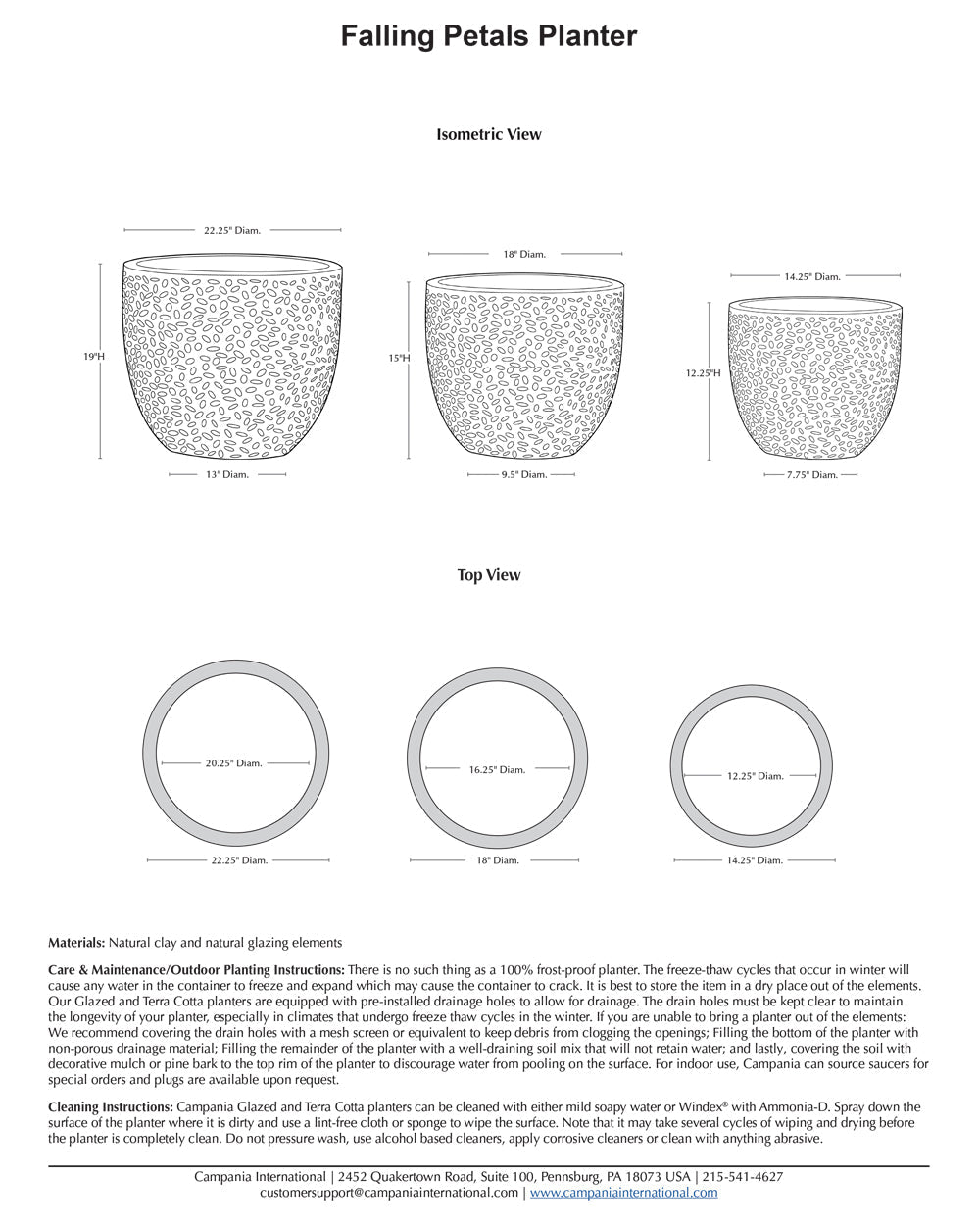 Campania Falling Petals Planter Nested Set of 3