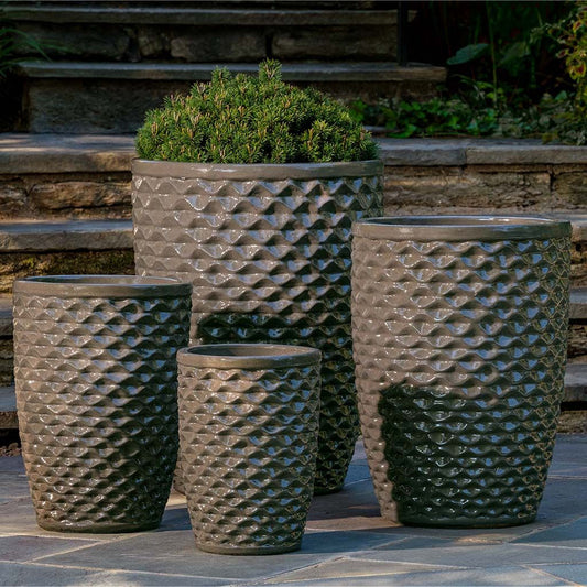 Campania Tall Honeycomb Planter Nested Set of 4 | Glazed Collection
