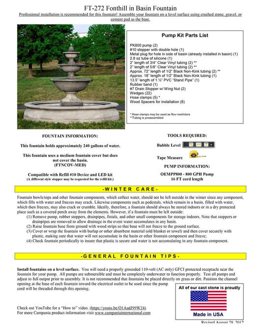 Campania International Fonthill Tiered Water Fountain with Basin