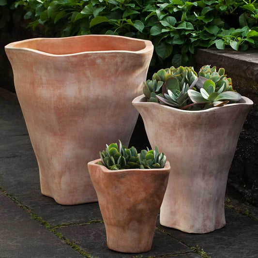 Campania Foxglove Tall Planter Set of 3 | Terra Cotta Collection