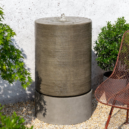 Campania Large Ribbed Cylinder Garden Fountain