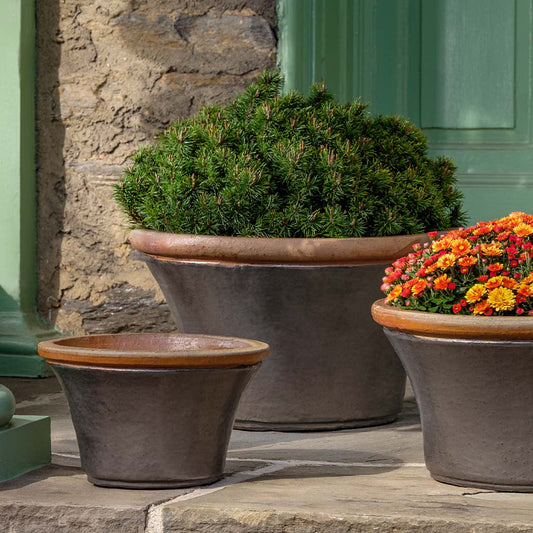 Campania Enfield Glazed Terra Cotta Planter - Nested Set of 3