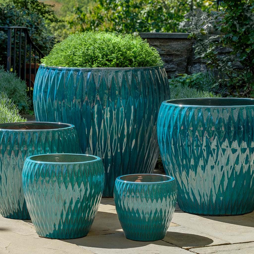 Campania Harlequin Glazed Planter Nested Set of 5