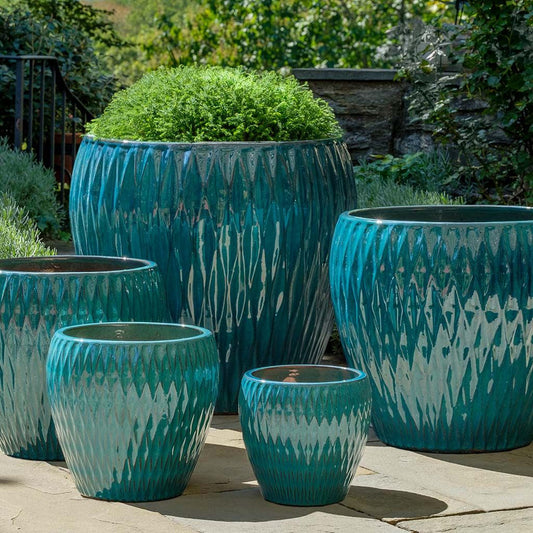 Campania Harlequin Glazed Planter Nested Set of 5