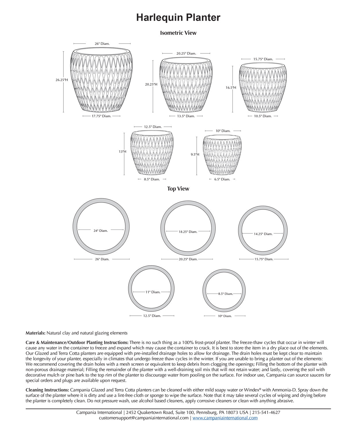Campania Harlequin Glazed Planter Nested Set of 5
