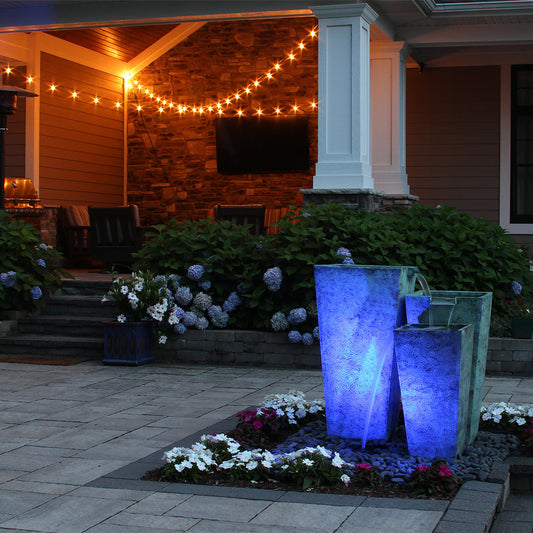 Blue Thumb Triple Round Brass Urn Fountain - Complete Kit