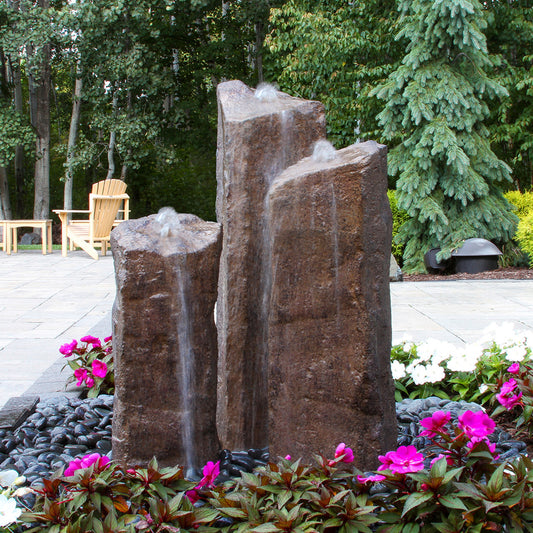 Blue Thumb Rustic Basalt 3-Column Fountain - Complete Kit