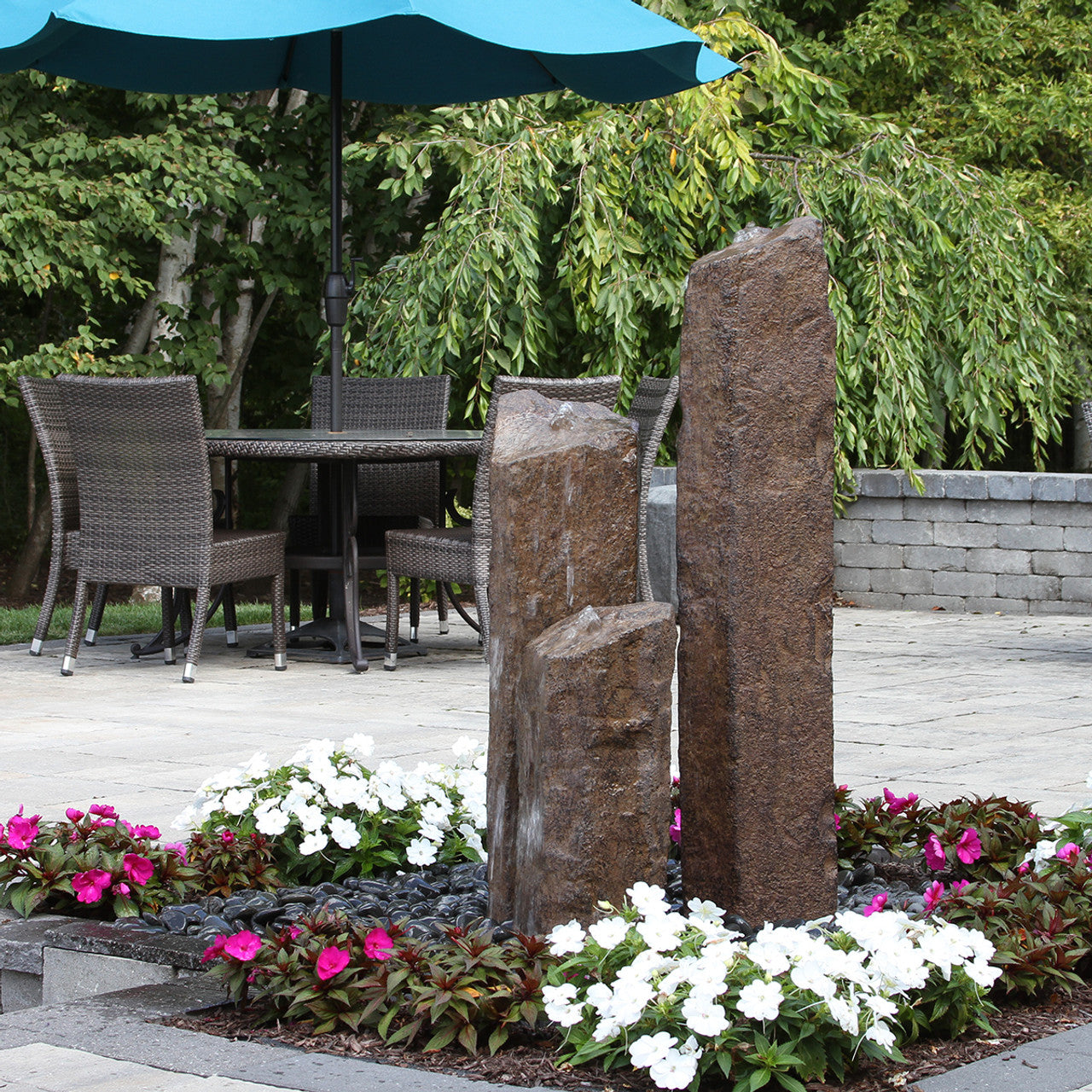 Blue Thumb Rustic Basalt 3-Column Fountain - Complete Kit