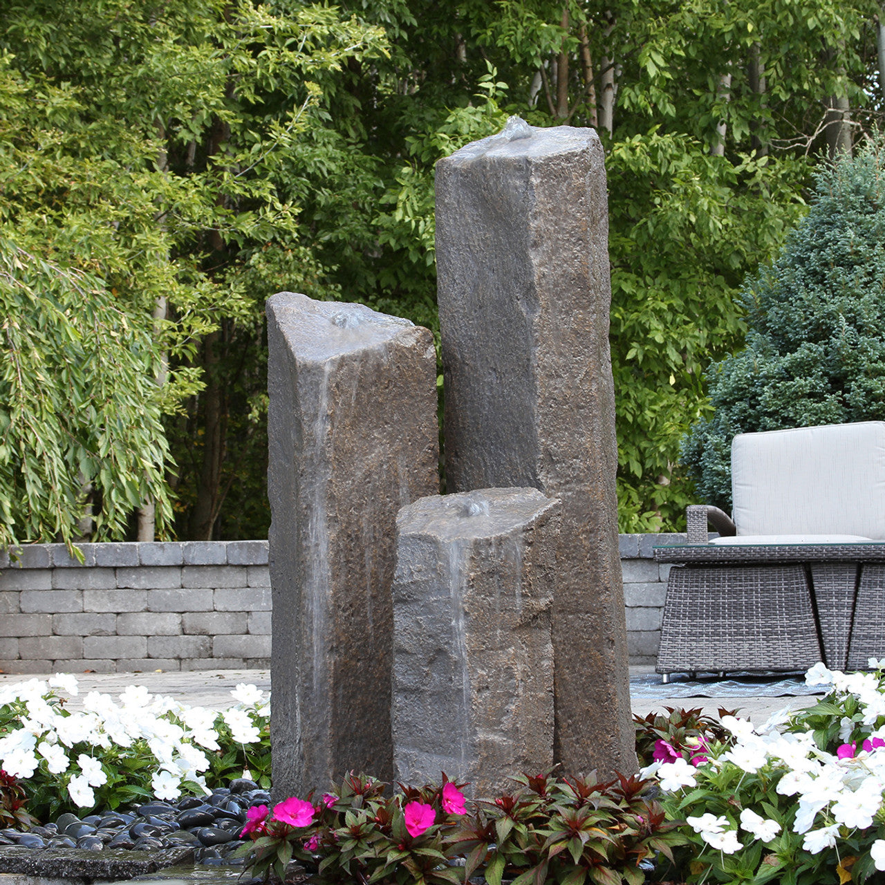 Blue Thumb Rustic Basalt 3-Column Fountain - Complete Kit