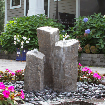 Blue Thumb Rustic Basalt 3-Column Fountain - Complete Kit