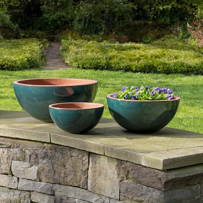 Campania Glenside Bowl Planter Nested Set of 3 | Glazed Collection