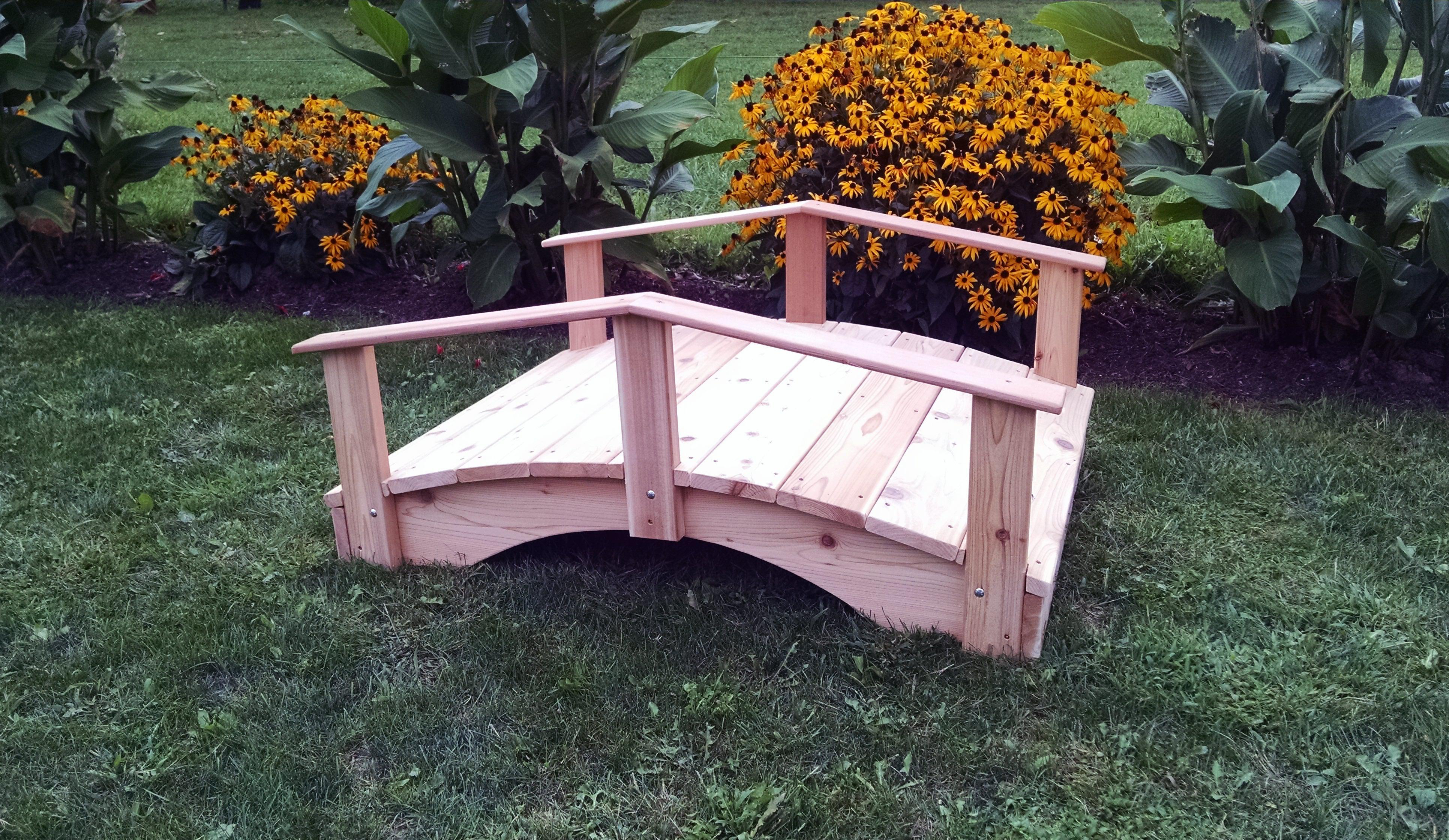 A&L Furniture Co. Western Red Cedar 3' x 4' Oriental Garden Bridge