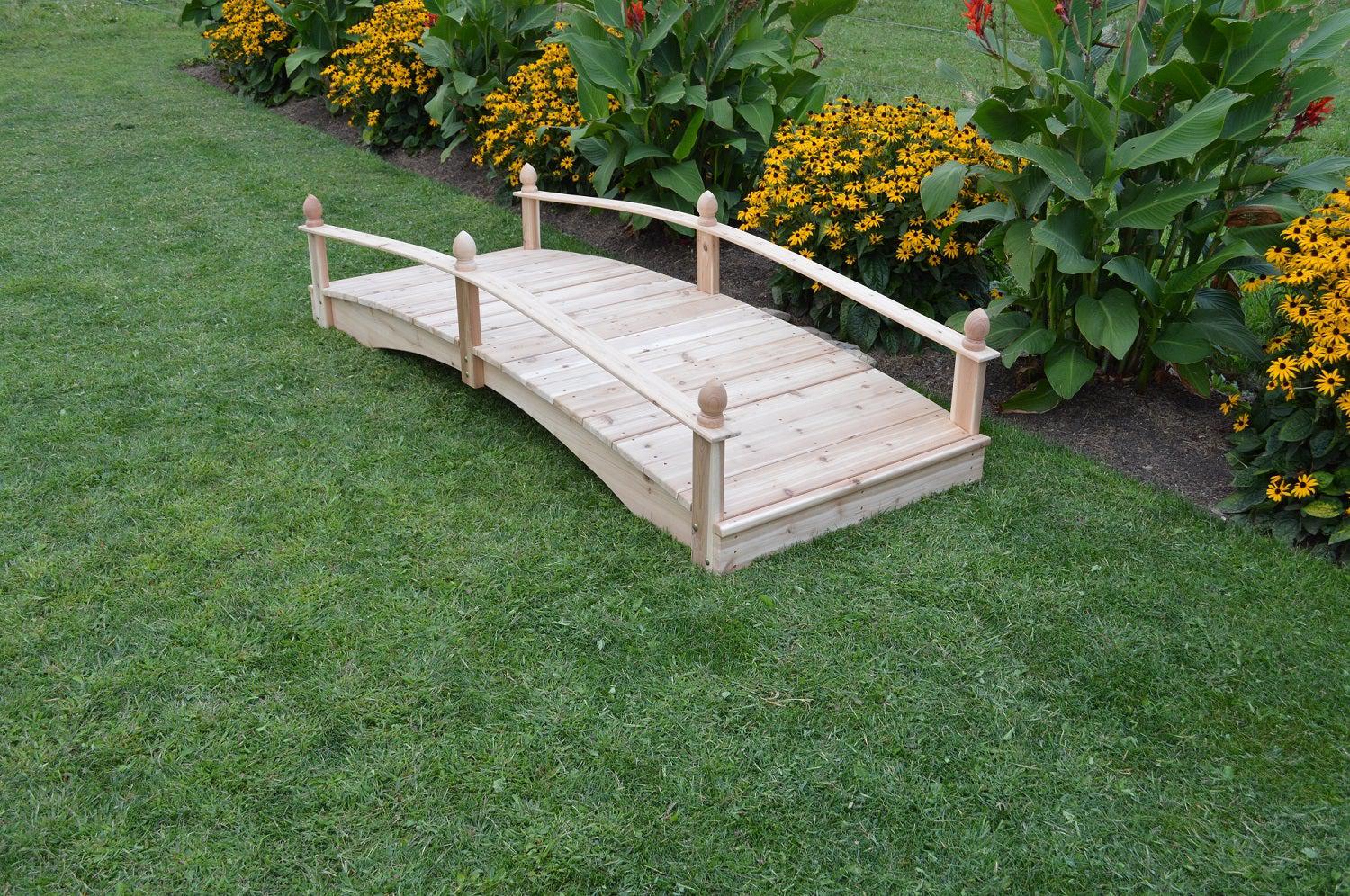 A&L Furniture Co. Western Red Cedar 4'X10' Acorn Garden Bridge