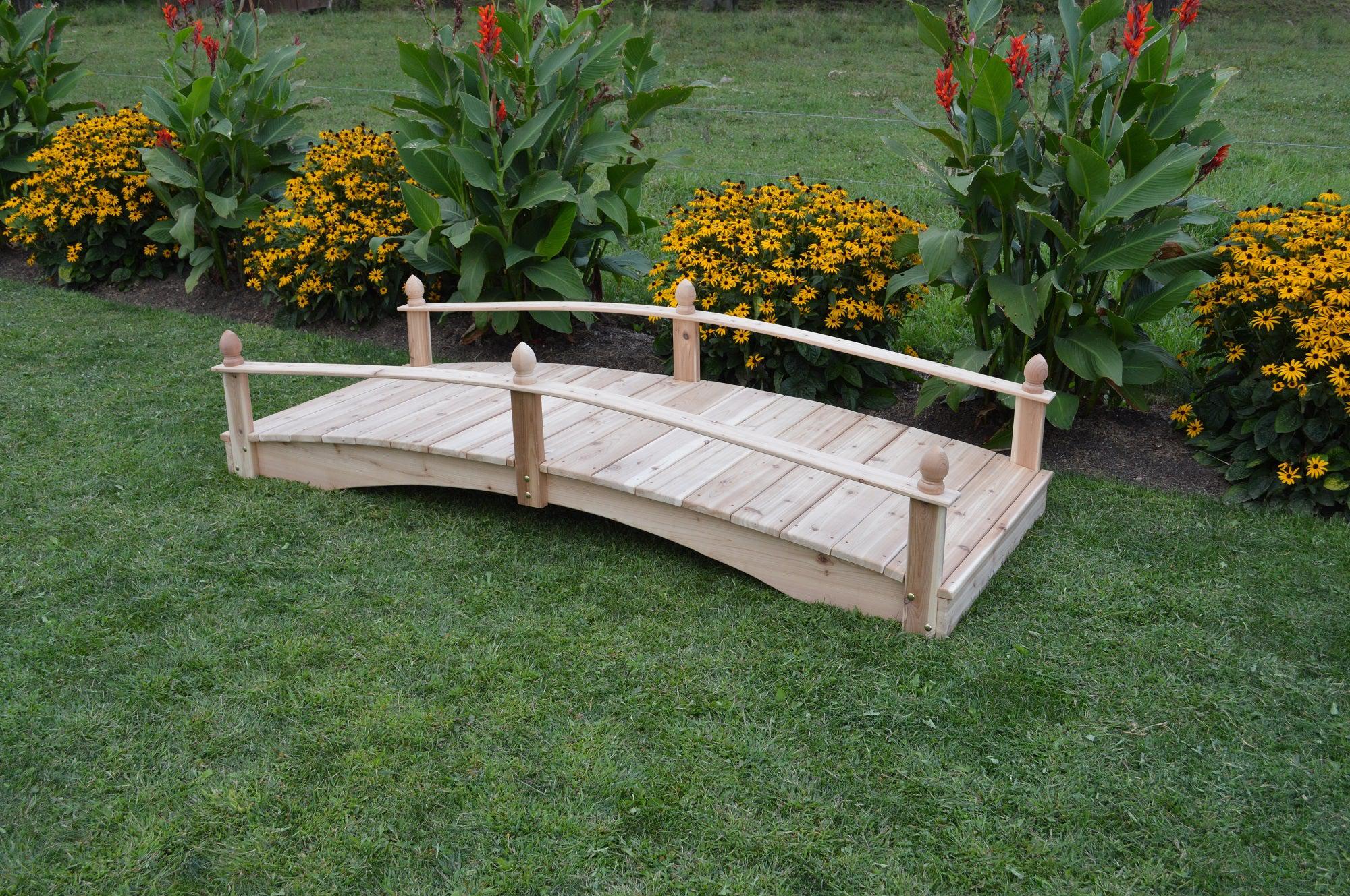 A&L Furniture Co. Western Red Cedar 3'X10' Acorn Garden Bridge