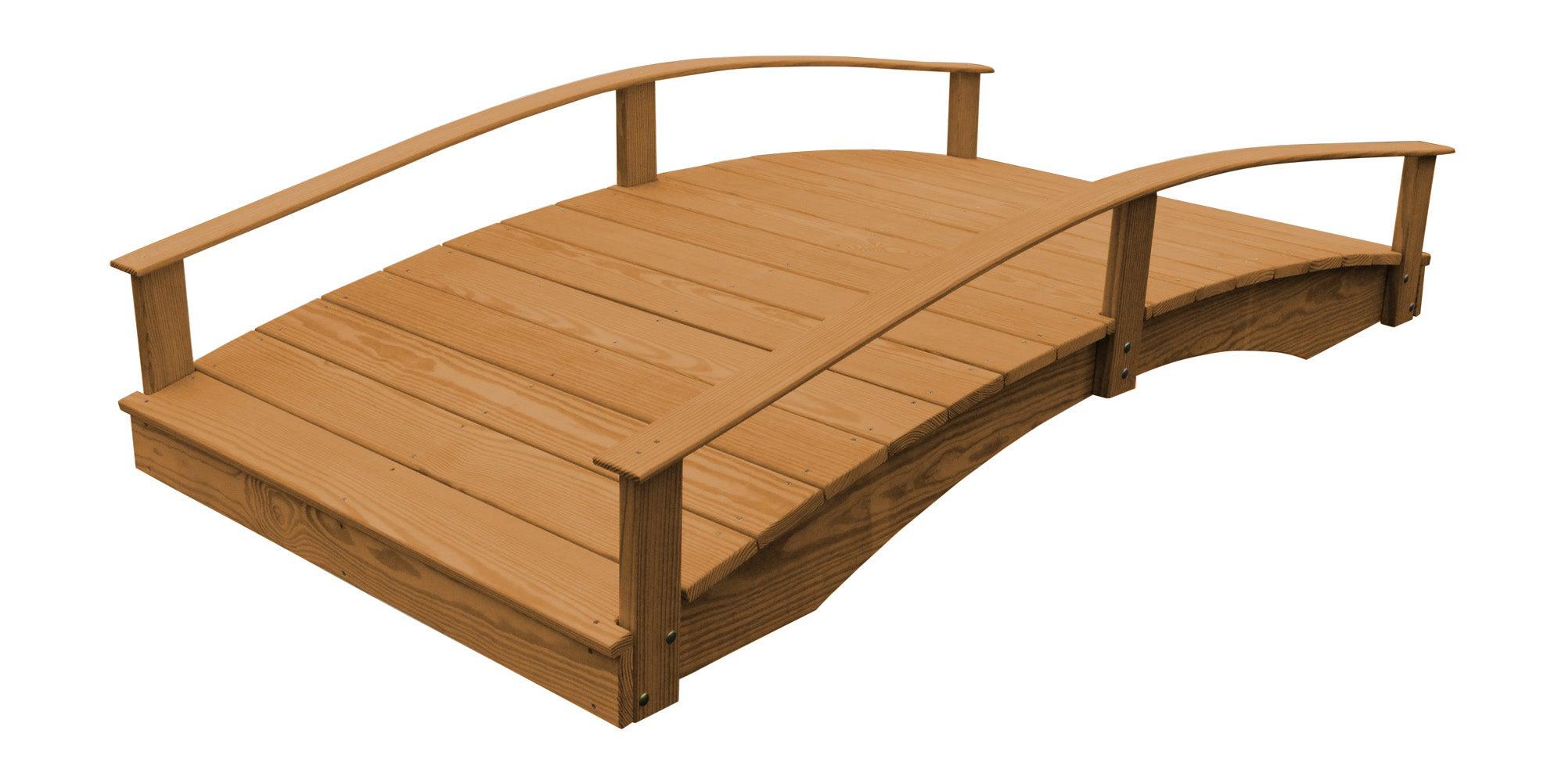 A&L Furniture Co. Western Red Cedar 4' x 8' Oriental Garden Bridge