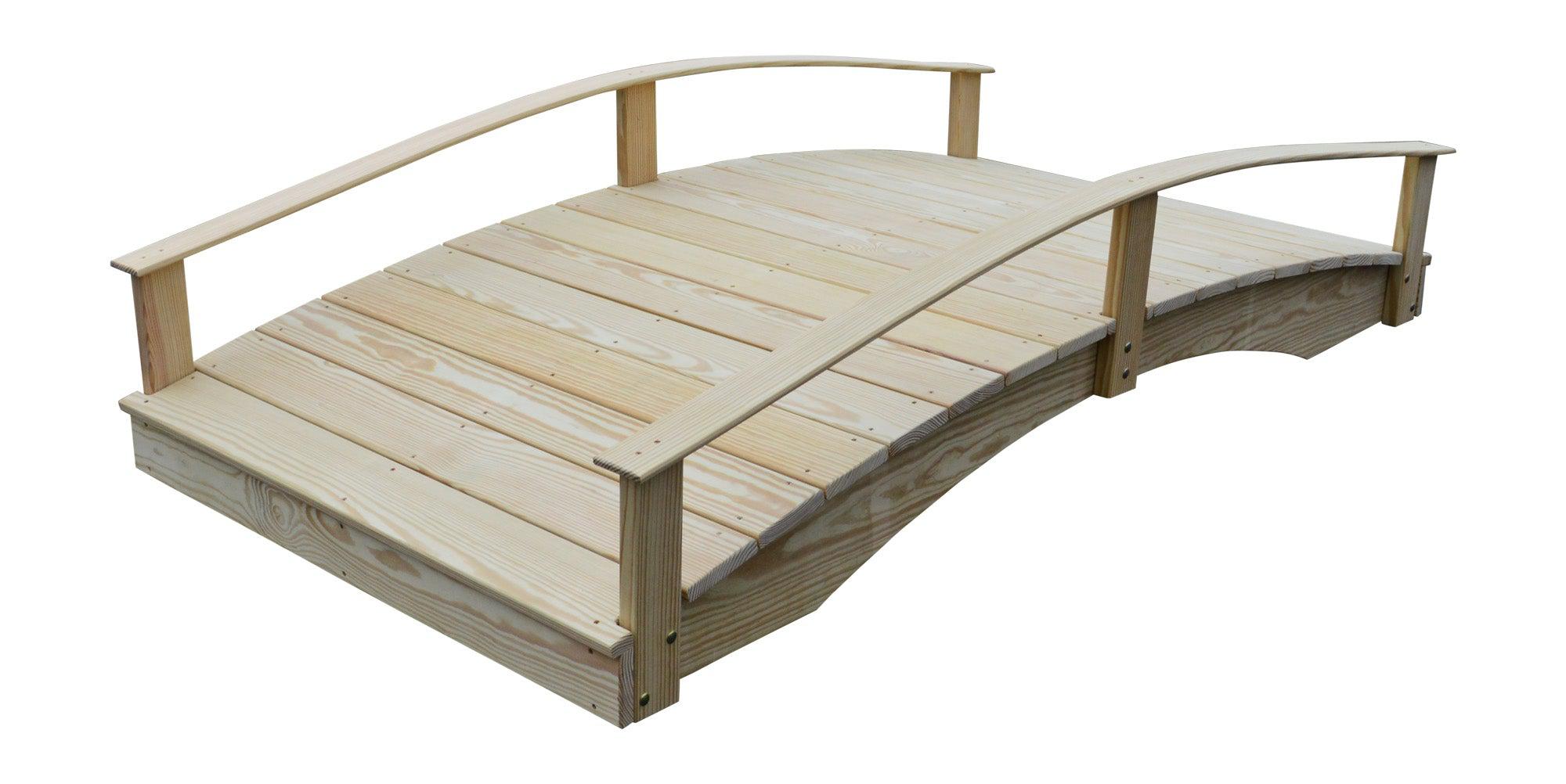 A&L Furniture Co. Western Red Cedar 4' x 8' Oriental Garden Bridge