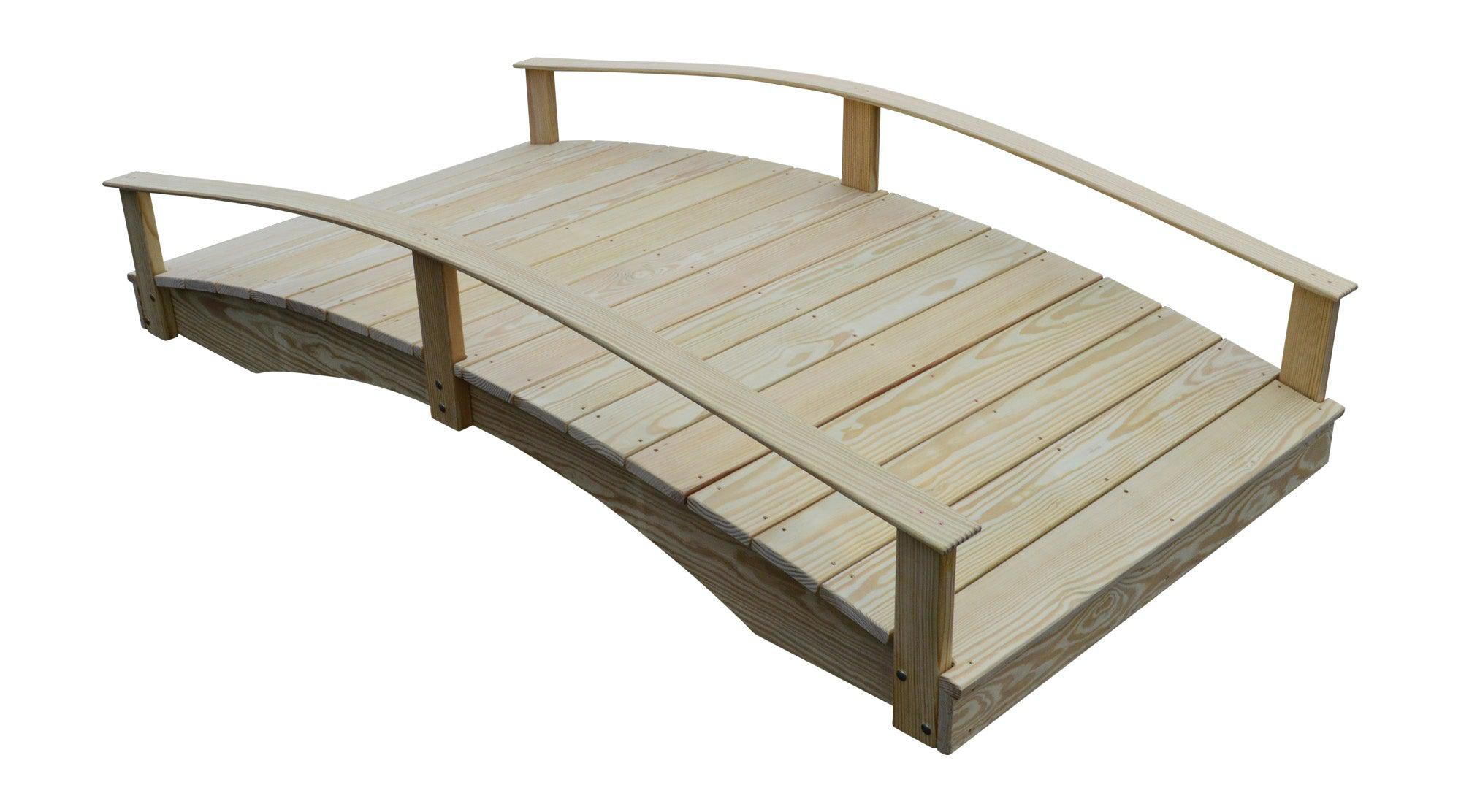 A&L Furniture Co. Western Red Cedar 4' x 8' Oriental Garden Bridge