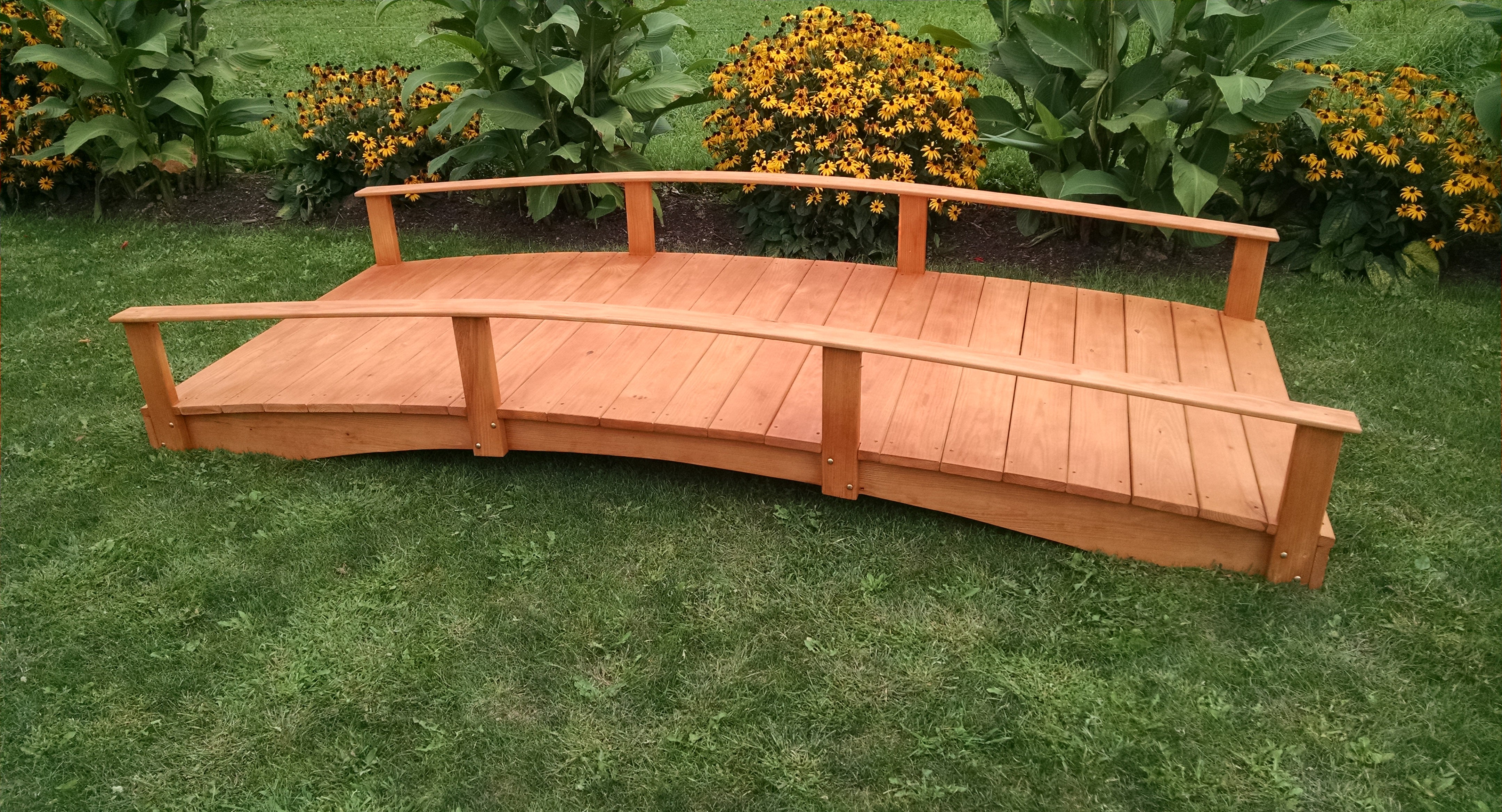 A&L Furniture Co. Western Red Cedar 4' x 10' Oriental Garden Bridge