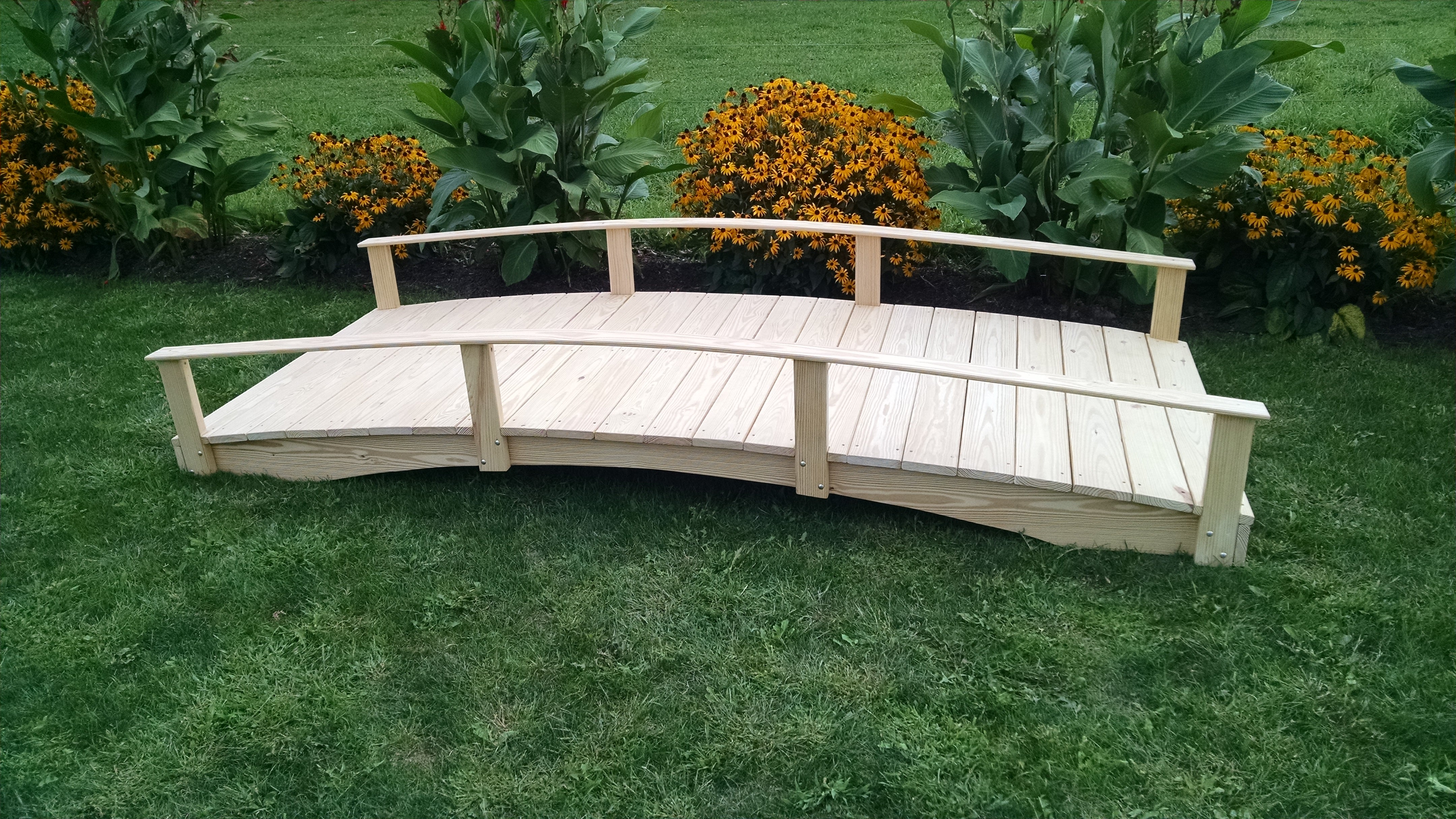 A&L Furniture Co. Western Red Cedar 4' x 10' Oriental Garden Bridge