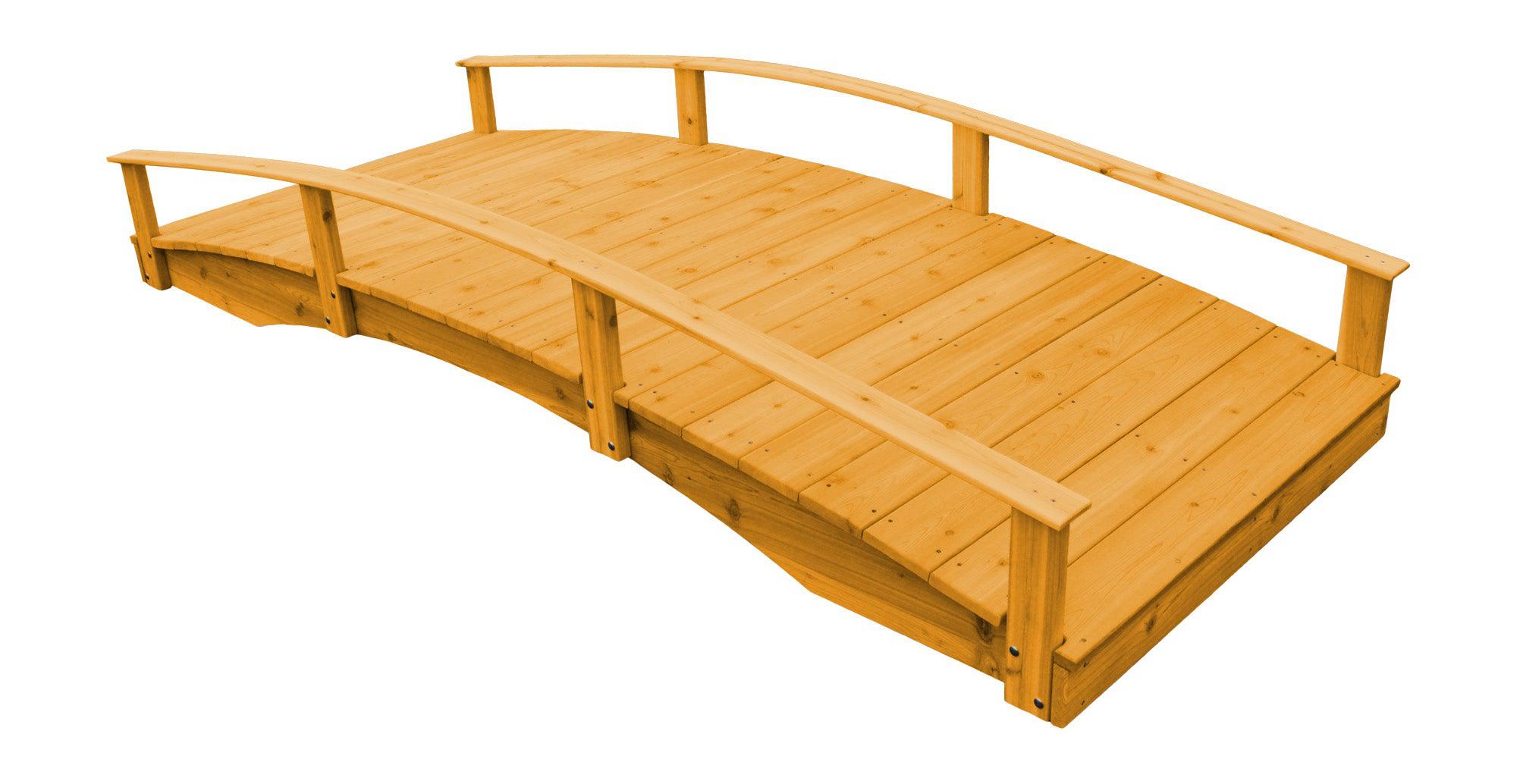 A&L Furniture Co. Western Red Cedar 4' x 10' Oriental Garden Bridge