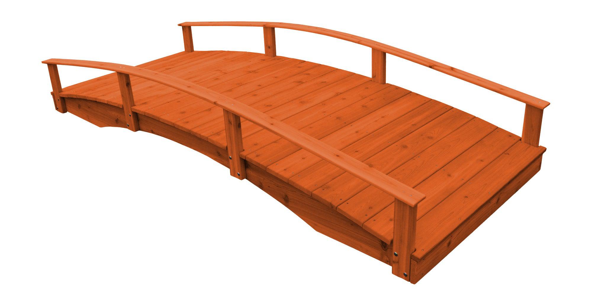 A&L Furniture Co. Western Red Cedar 4' x 10' Oriental Garden Bridge