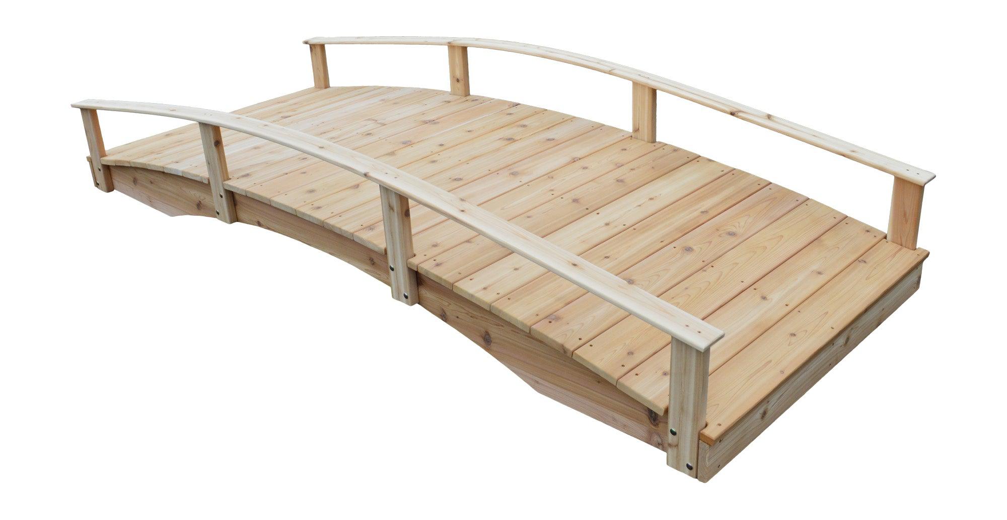 A&L Furniture Co. Western Red Cedar 4' x 10' Oriental Garden Bridge