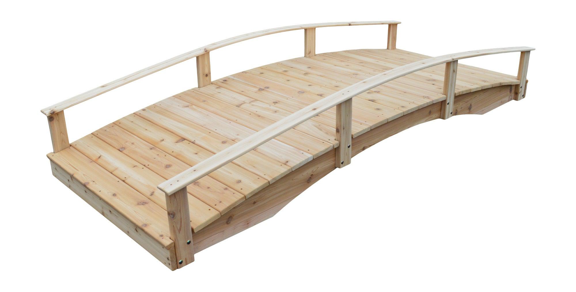 A&L Furniture Co. Western Red Cedar 4' x 10' Oriental Garden Bridge