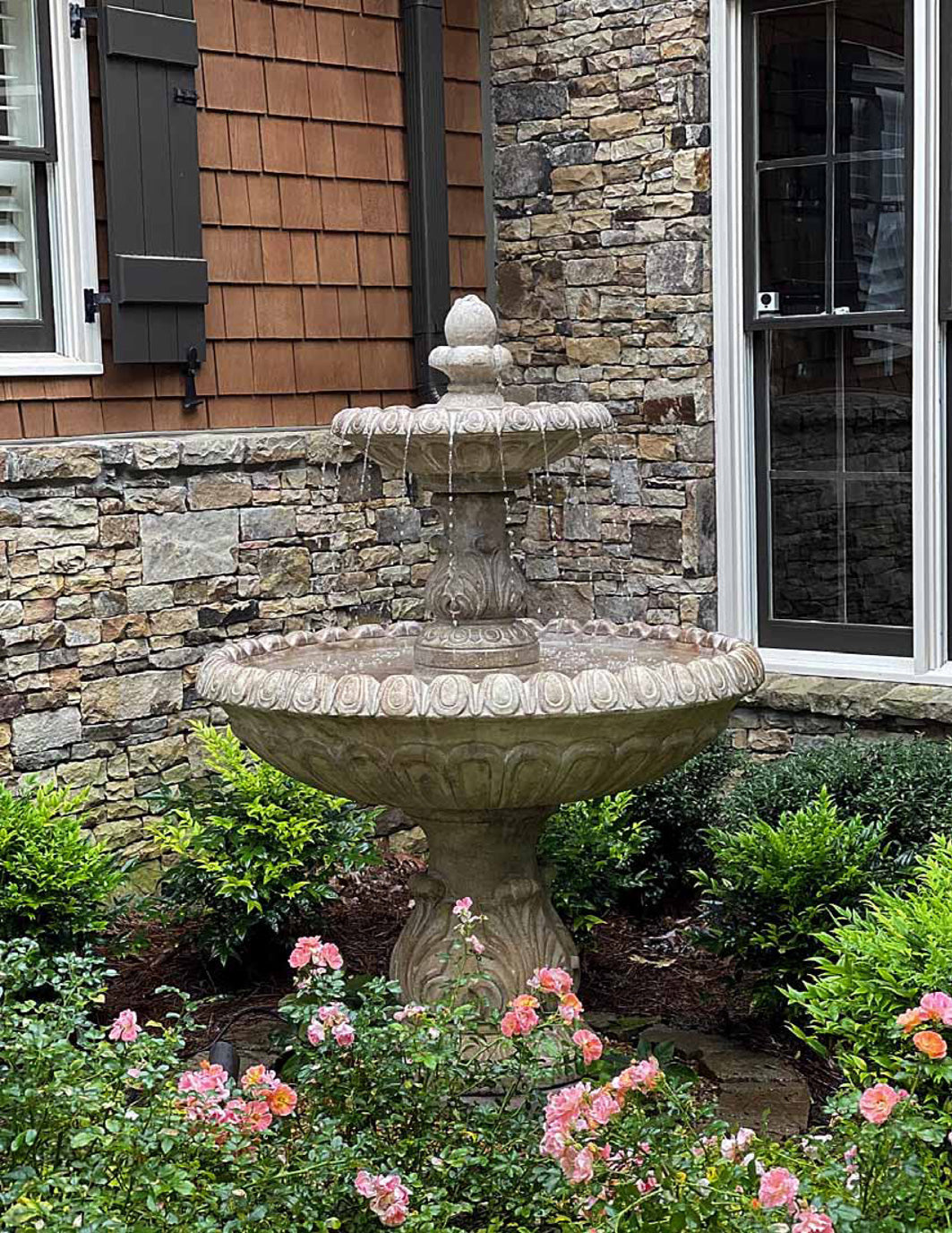 Fiore Stone 2 Tier International Fountain in Cast Stone - LG153-F