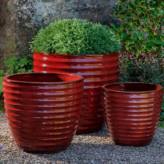 Campania Linea Planter Set of 3 | Glazed and Terra Cotta Collection