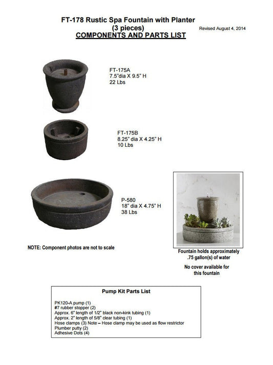 Campania International M-Series Rustic Spa Fountain with Planter