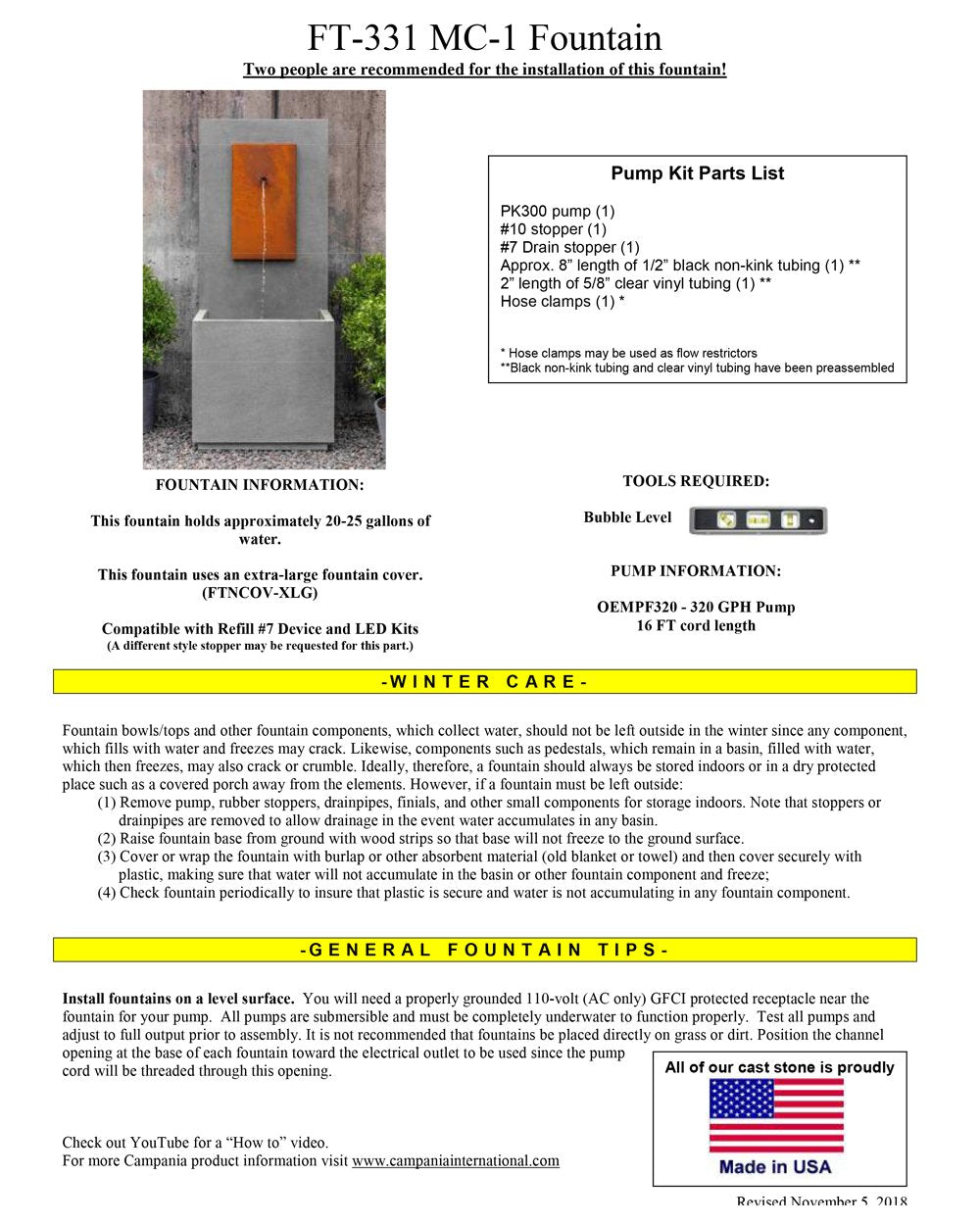 Campania International MC-1 Outdoor Wall Fountain - Corten Steel