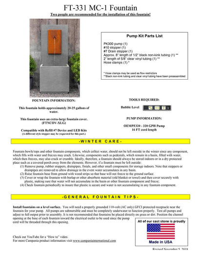 Campania International MC-1 Outdoor Wall Fountain - Corten Steel