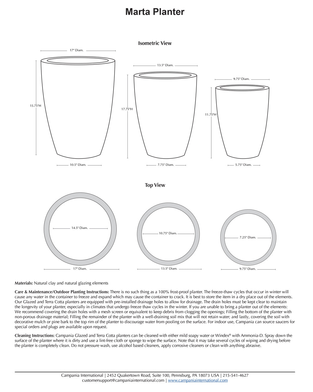 Campania Marta Planter Set of 3 | Glazed Collection
