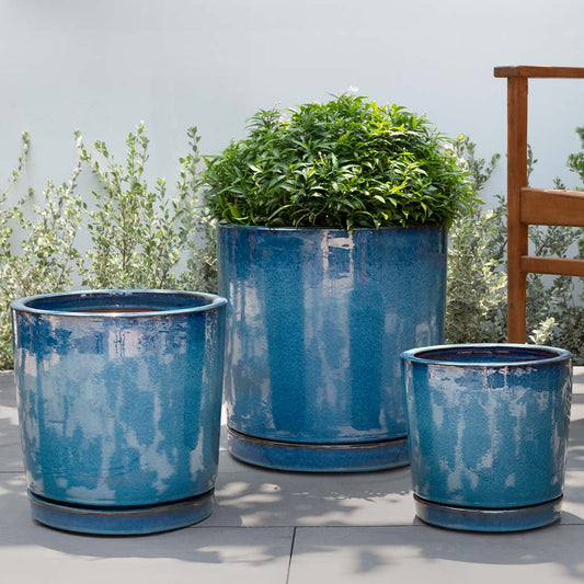Campania I/O 2 Cylinder Planter Set of 3 | Glazed Terra Cotta
