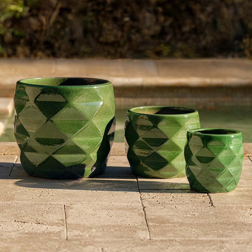Campania Origami Glazed Planter Nested Set of 3