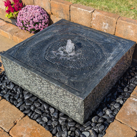 Blue Thumb Basalt "Yoshida" Fountain & Pooling Block - Complete Kit