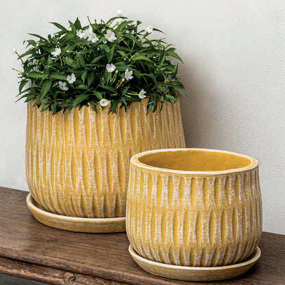 Campania Parabola Large Round  | Cold Painted Terra Cotta Planter