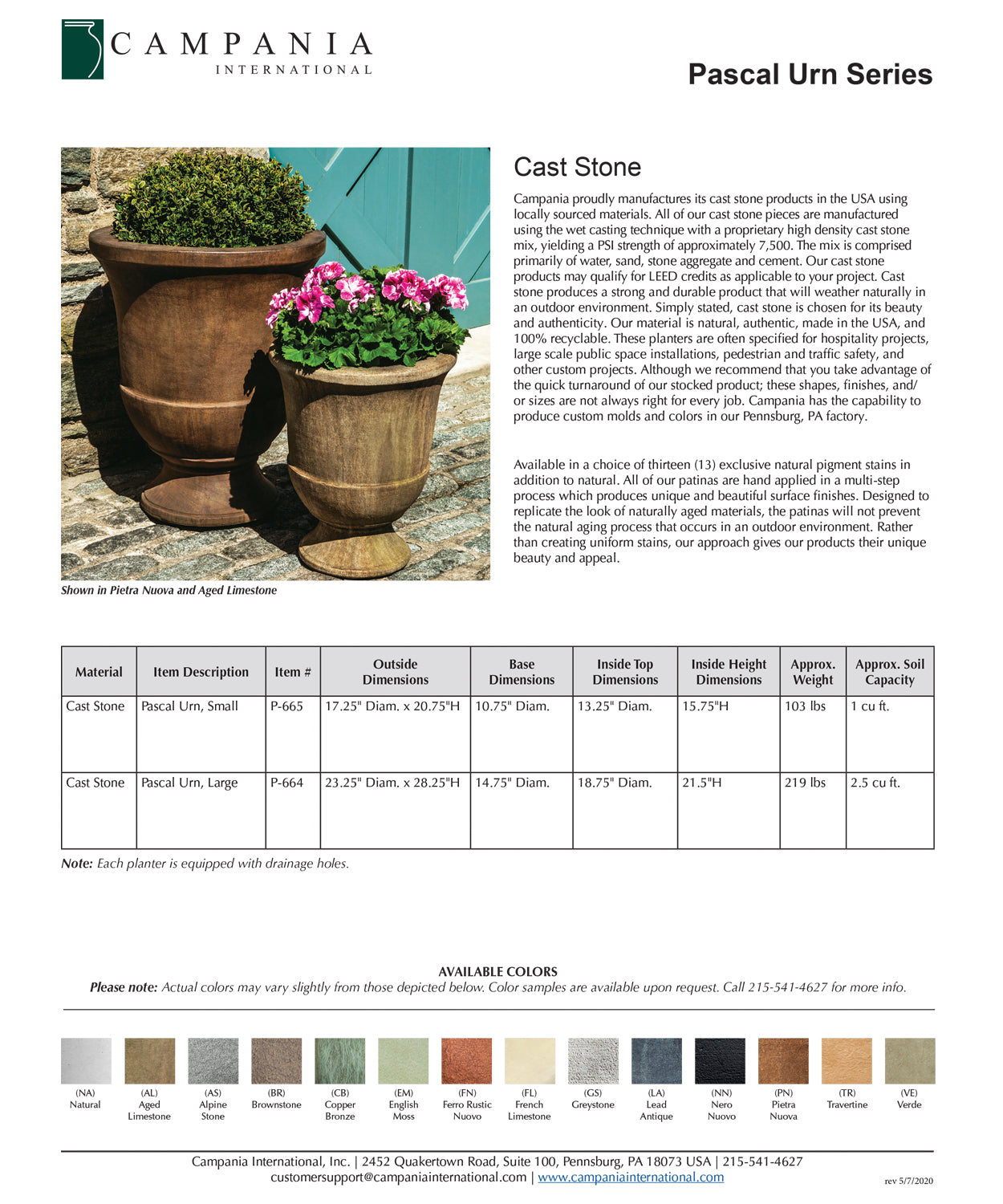 Campania Pascal Urn Garden Planter